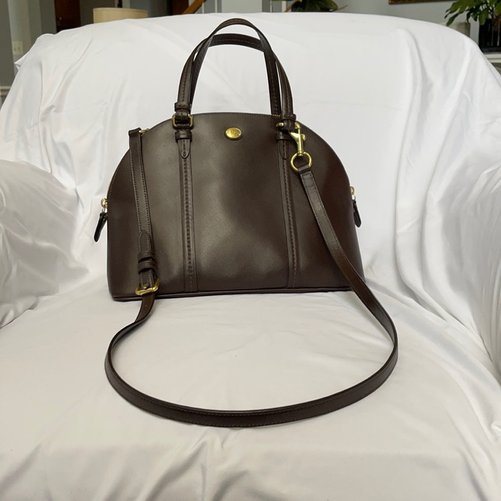 Brown leather Coach satchel bag